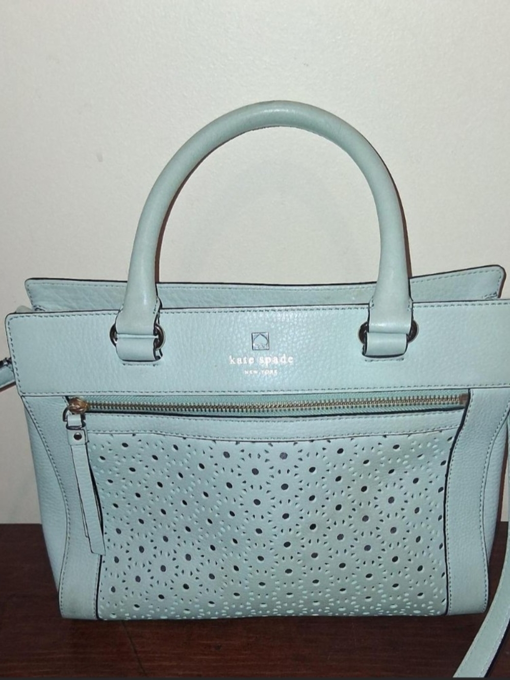 kate spade Mint Green Perforated Leather Satchel